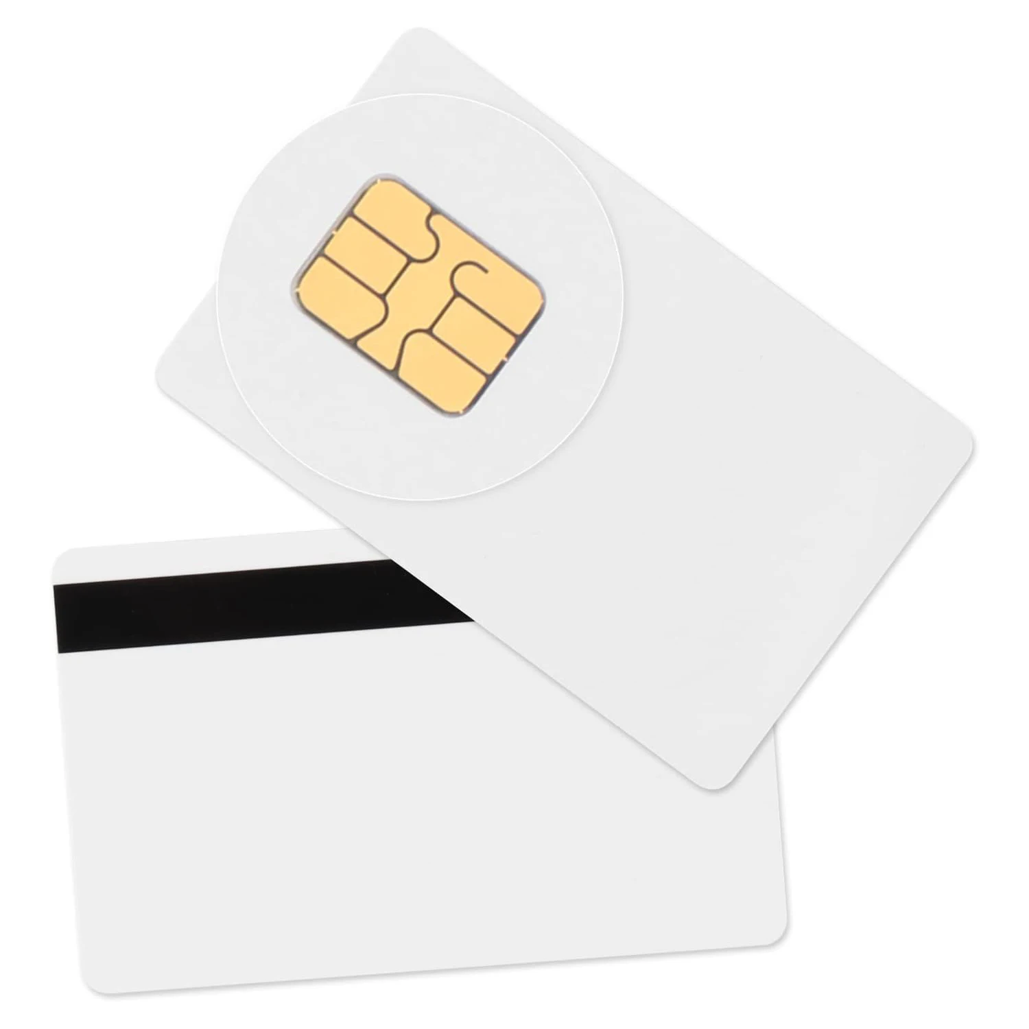 Customized SLE4442 Chip Pearl White Background Smart Contact IC Cards 2 Track Hi-Co Magnetic Stripe PVC Blank Card EMV Chip Card