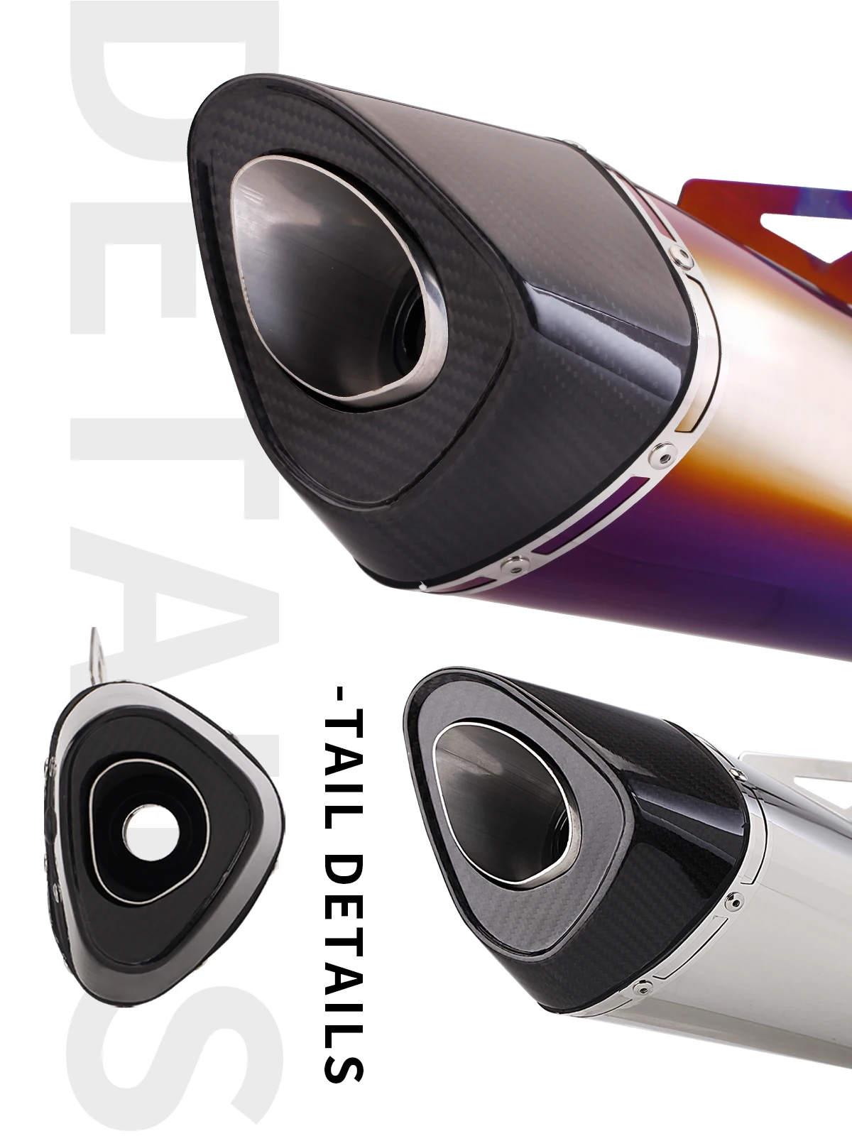 

Universal 51mm motorcycle carbon fiber exhaust pipe silencer double hole exhaust pipe stainless steel R11 R77