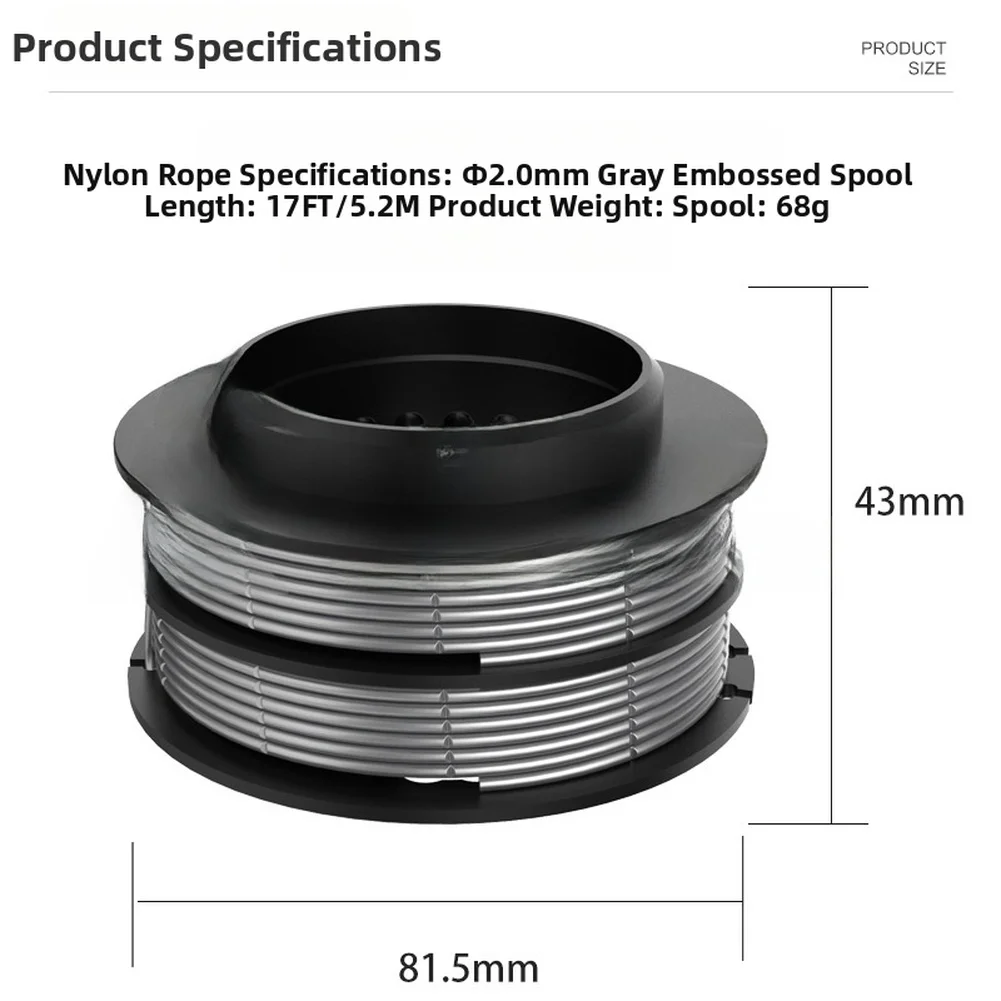 String Trimmer Refill Replacement Spool SB00L00 For Lawn Care 2.0mm Diameter 17FT Length Per Spool For Greenworks ST60B00