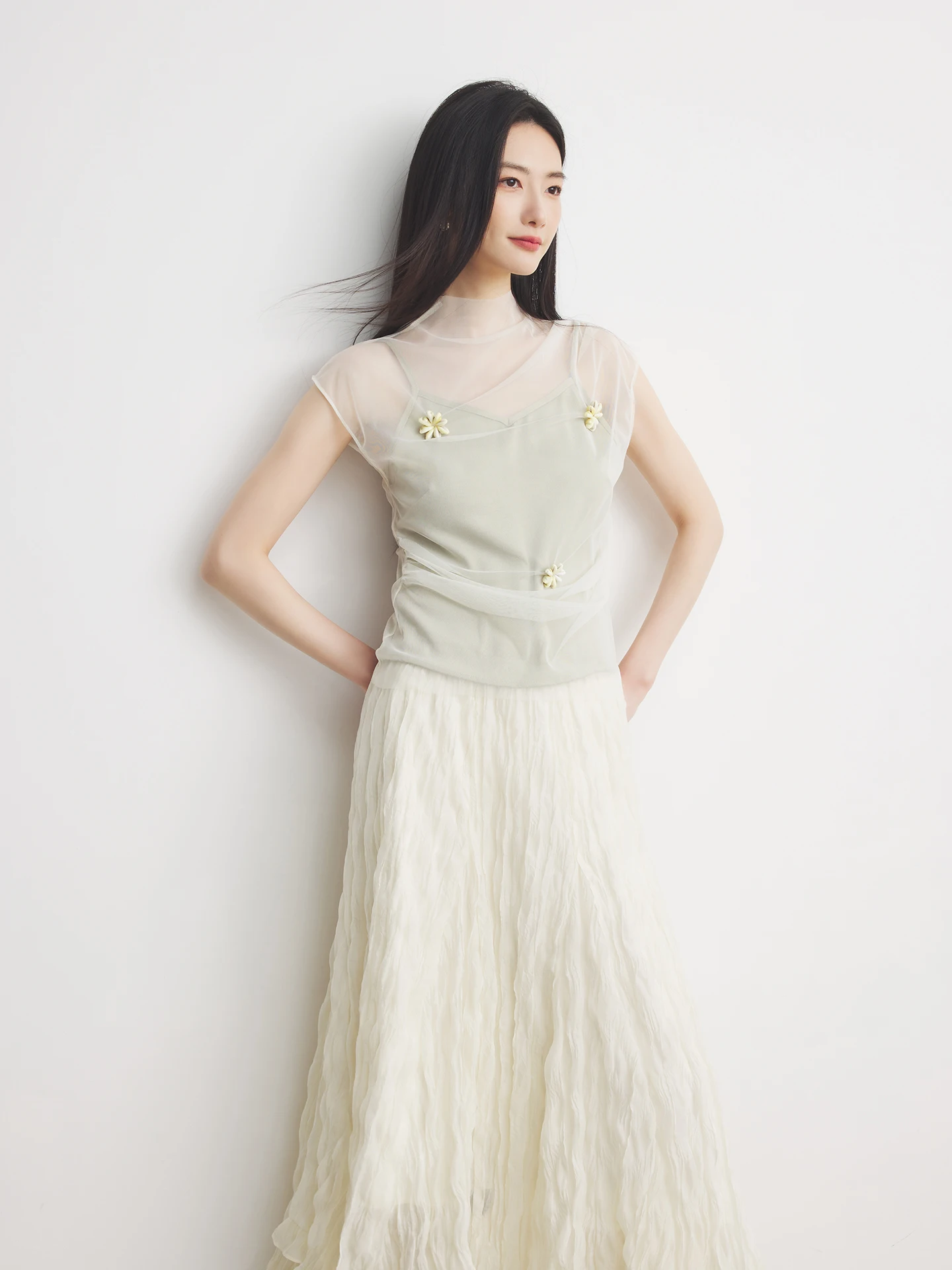 

Annata een Me Top Set Women's Summer Thin Gentle Sle Cover up Two Piece Set Commute Sle Straight Cut ort Sve