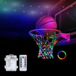 Basketball aro luminoso LED com controle remoto, luz líquida, corda, 16 cores