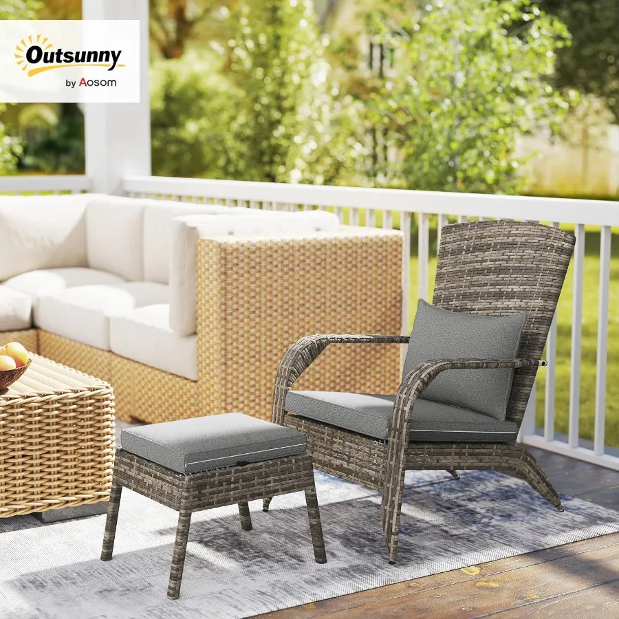 كرسي Adirondack للفناء مع كرسي حفرة النار في الهواء الطلق العثماني مع وسائد عالية الظهر ومساند للذراعين للمقعد الكبير لحديقة سطح السفينة B #2