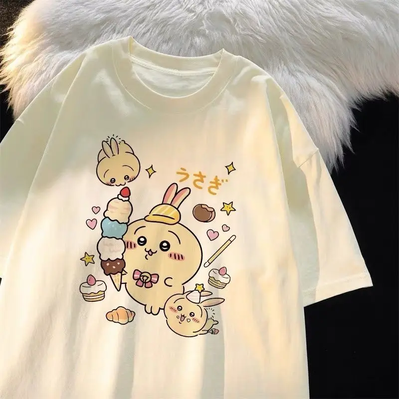 

Футболка Chiikawa Toilet Time, женская футболка с коротким рукавом, милая летняя удобная футболка в стиле Харадзюку, женская мода, повседневный топ