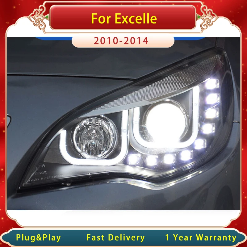 Car Head Light for Buick Excelle XT 2011-2014 LED DRL Bi-Xenon Len Projector Double U Dual High Beam Turn  Head light  Assembly