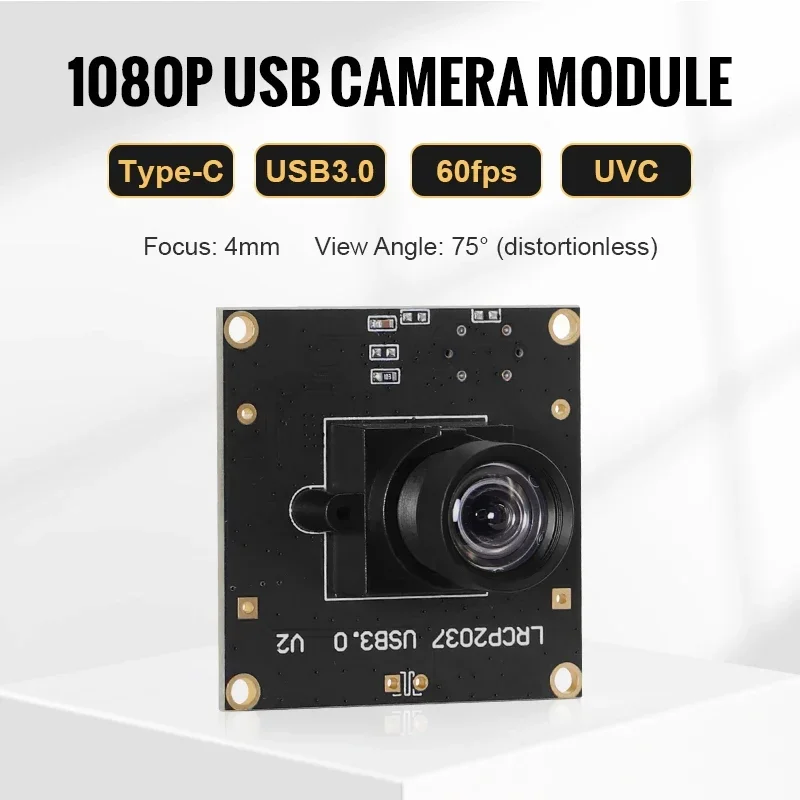 New 2MP IMX307 4mm 75Degree Distortionless USB3.0 Type-C UVC Plug Play 0.005Lux Low Light Level 1080P 60fps Camera Module