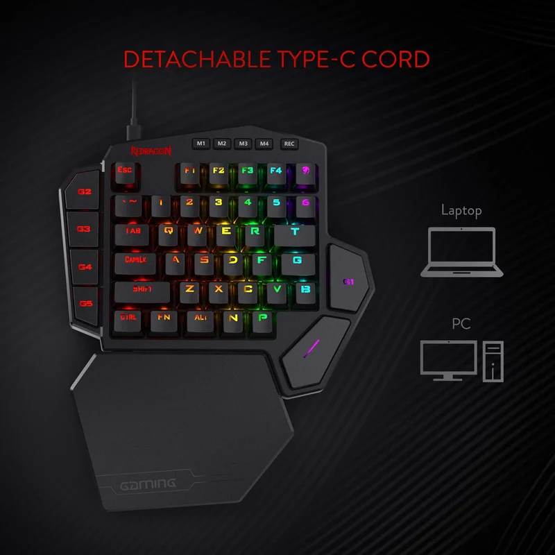 Imagem -04 - Didi One-handed Rgb Teclado Mecânico Gaming Descanso de Pulso Tipo-c Teclado Profissional Hot-swappable 42 Chaves Redragon-k585