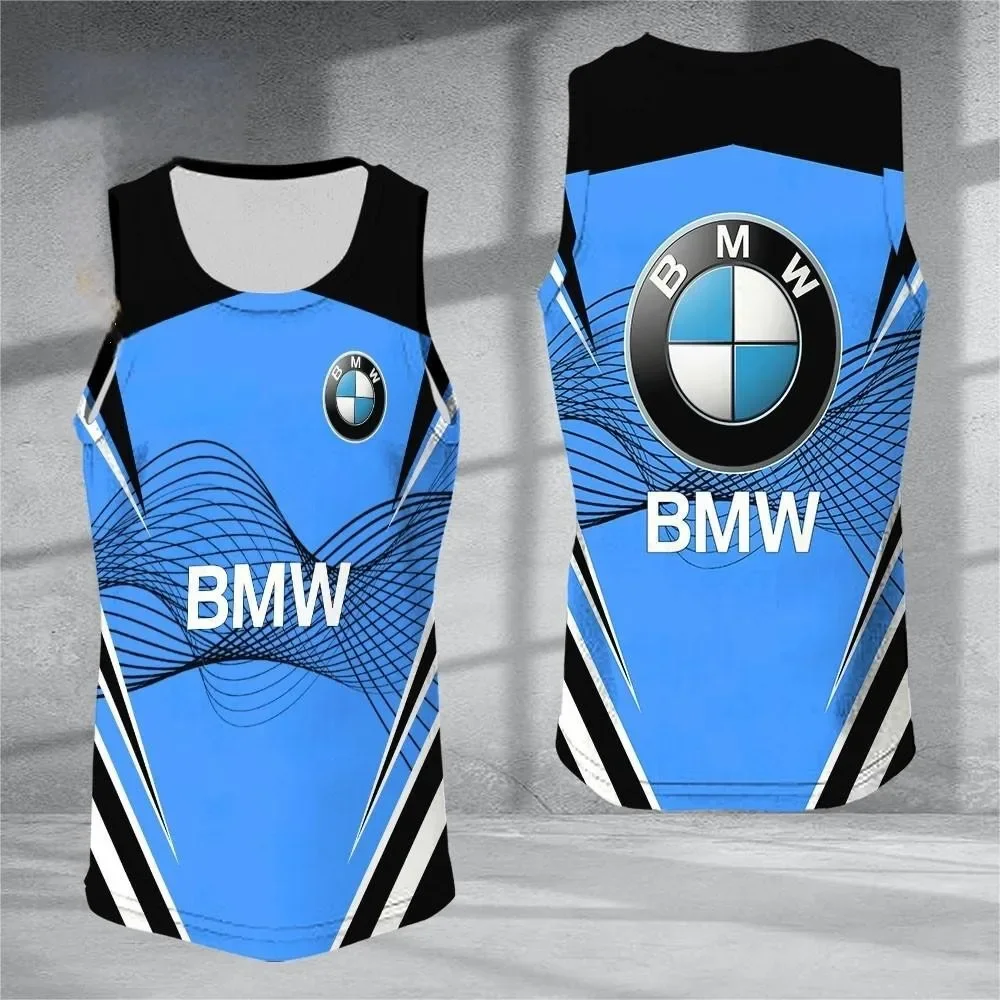 

New Style Fashion Unique Design Motorcycle Riding Comfortable Lightweight Sport Tank Top BMW Logo 3D Printed Round Collar Vest