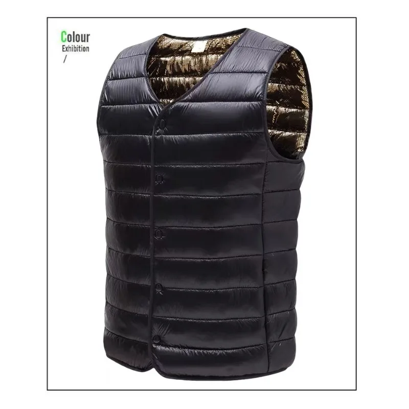 

UETEEY Black Gold Graphene Heating Vest for Men Lightweight Winter Vests Self Warming Thin Leisure Sleeveless Jackets Man