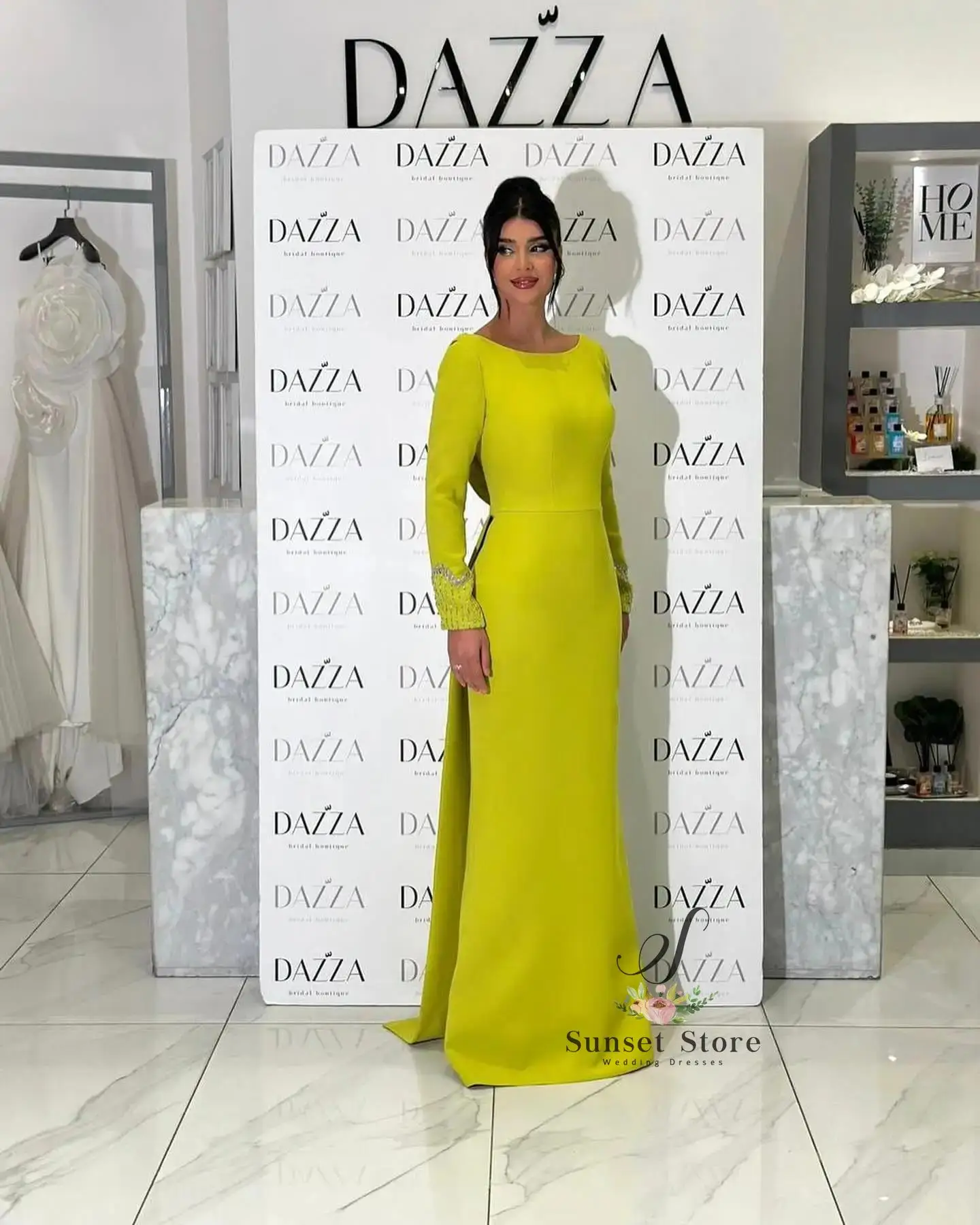 

Customized Elegant Long Sleeve Prom Gown Women's Backless Beaded Party Evening Dress Floor Length customized Formal Occasion Dre