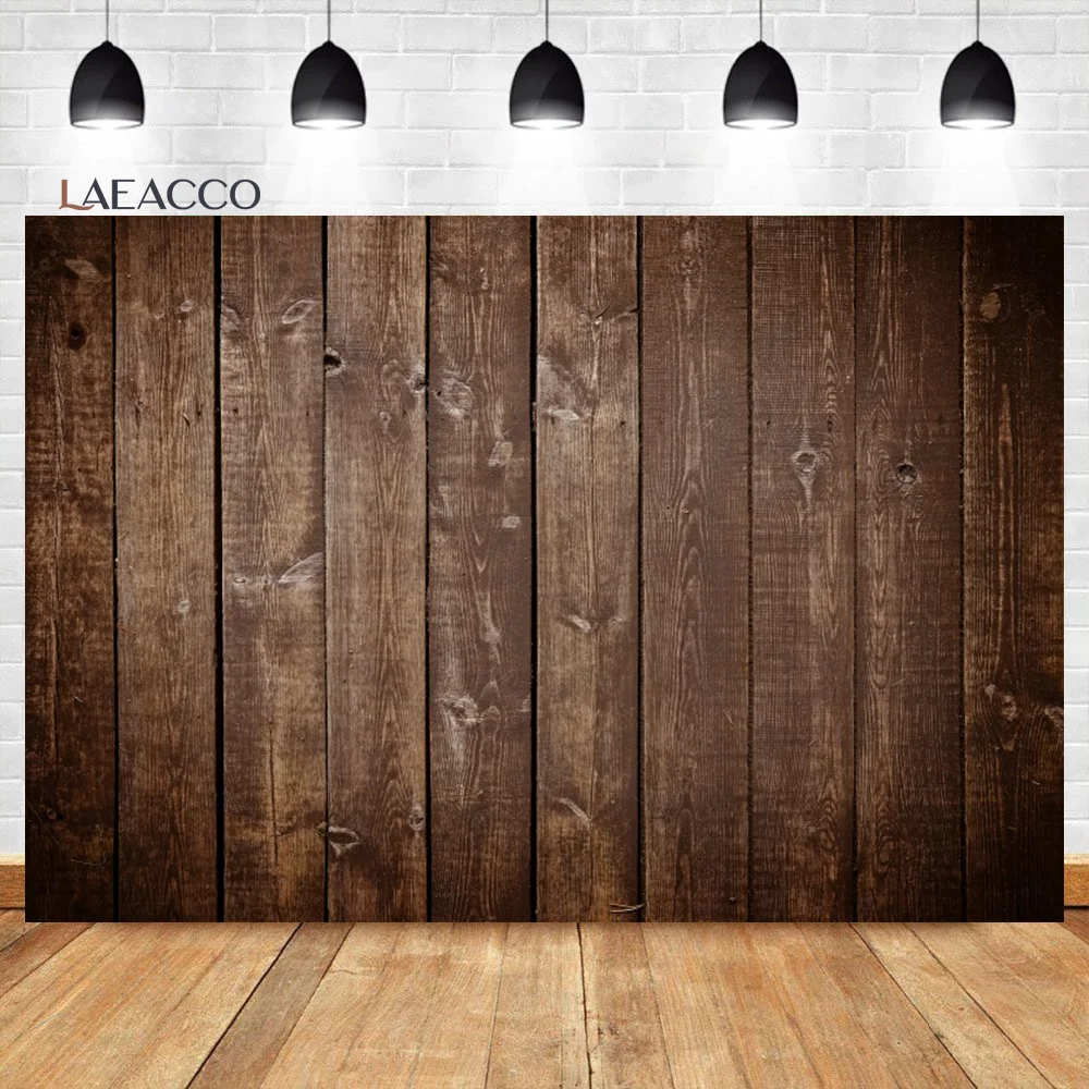 Laeacco Solid Wooden Board Photocall Photography Background Brown Plank Baby Shower Kids Adult Birthday Portrait  Photo Backdrop