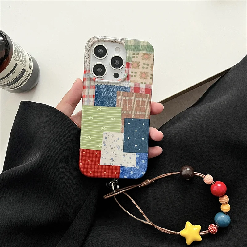 |   Patch xadrez outono/inverno |   Cordão estrela |   Presente do melhor amigo |   Adequado para iPhone 11 12 13 14 15 16 17 Pro Max