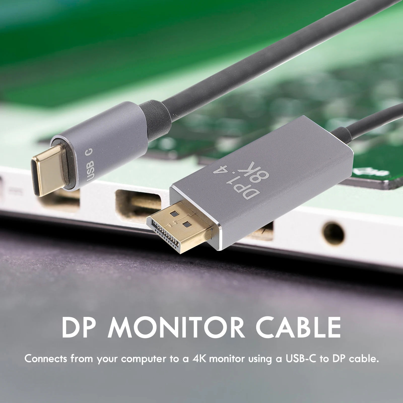 

USB C to DisplayPort Cable USB Type-C to 1.4 for Computer Monitor Projector Rubber Material Supports 4K 3840x2160 60Hz Multi