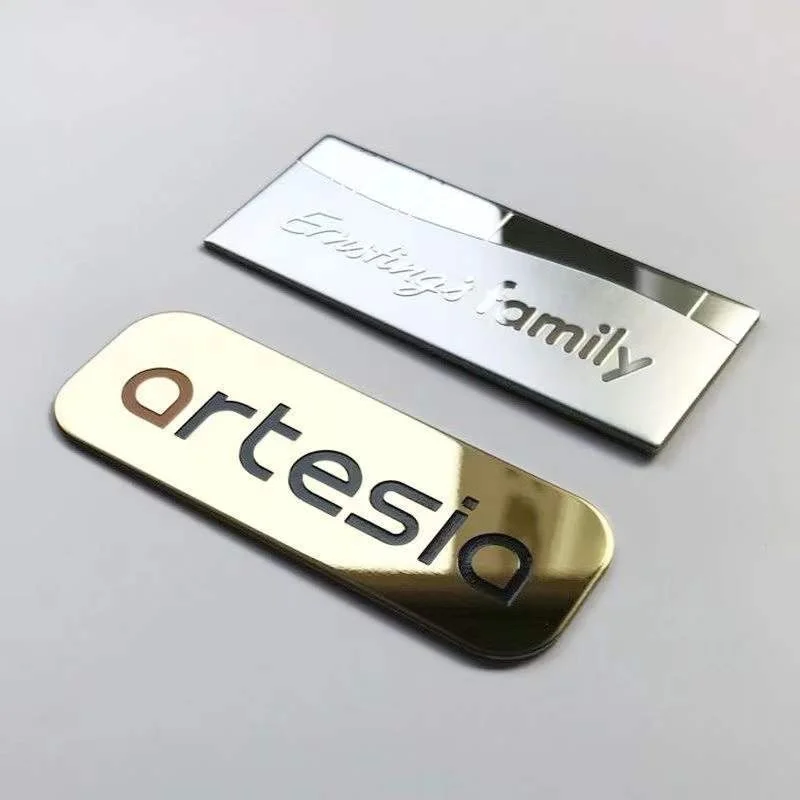 Custom. [Mirror Gloss] Customized Metal Nameplate 304 Mirror Stainless Steel Corrosion Plate Laser Silk Screen Label Signbo
