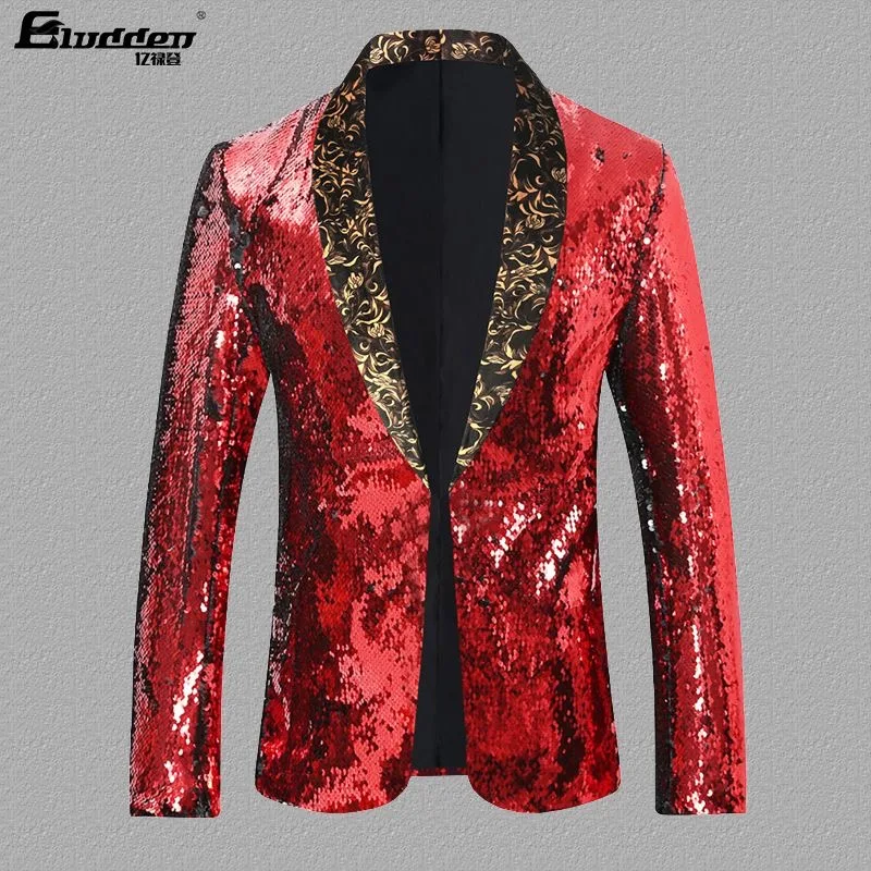 Chaqueta de traje brillante para hombre, vestido de host, traje de baile, traje de actuación de bar, chaqueta de escenario, o596