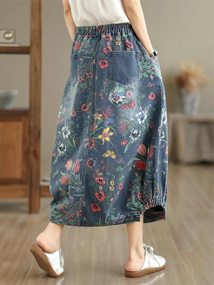 Amax LuluE 2026 Summer Classic Floral Skirts Ladies Vintage Loose Causal Clothes Womens Korean Design Fashion Printed Streetwear