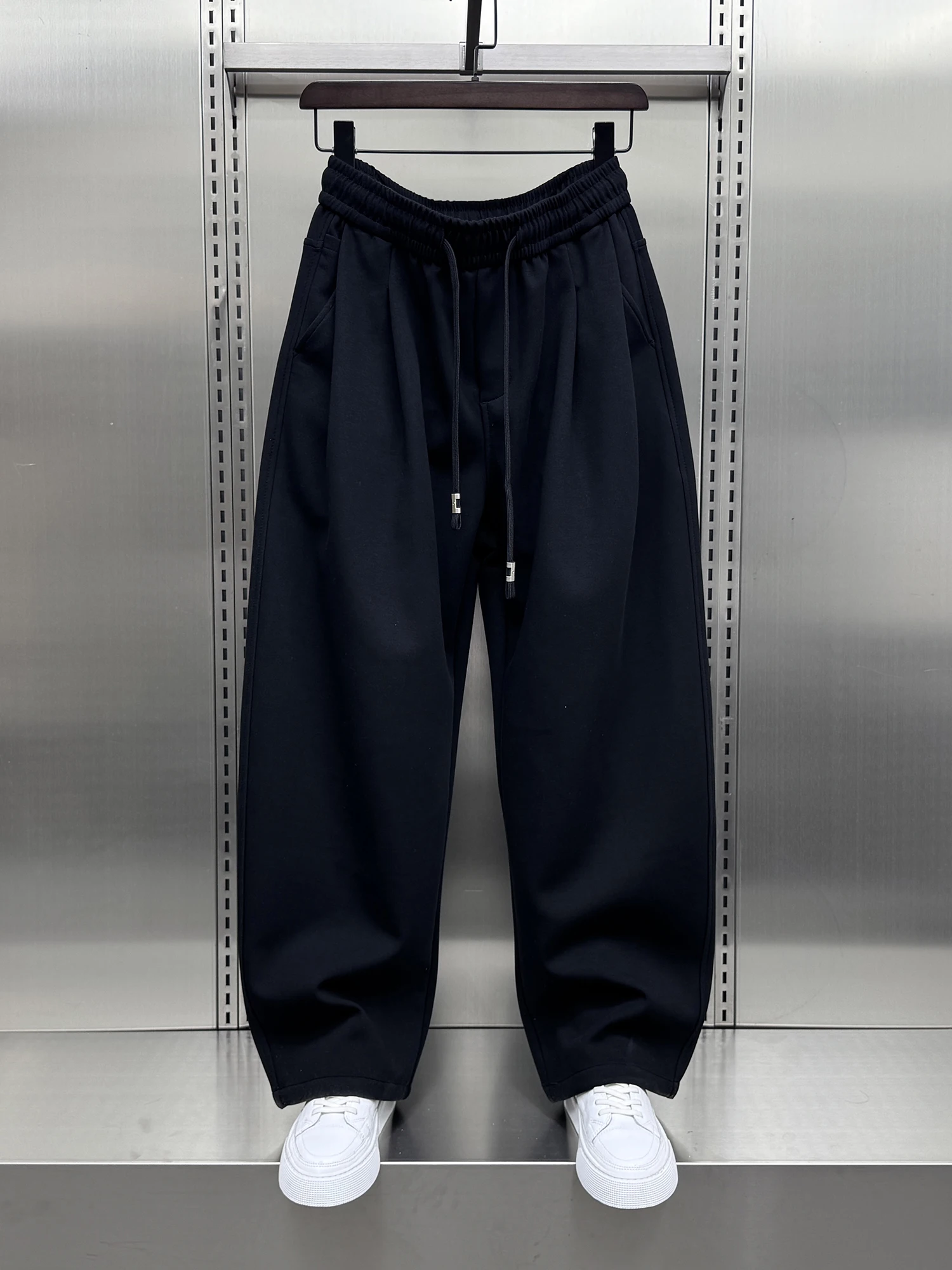 

Модные повседневные брюки прямого кроя в стиле «ленивый шик», утягивающие, длинные, для мужчин, весенняя новинка...