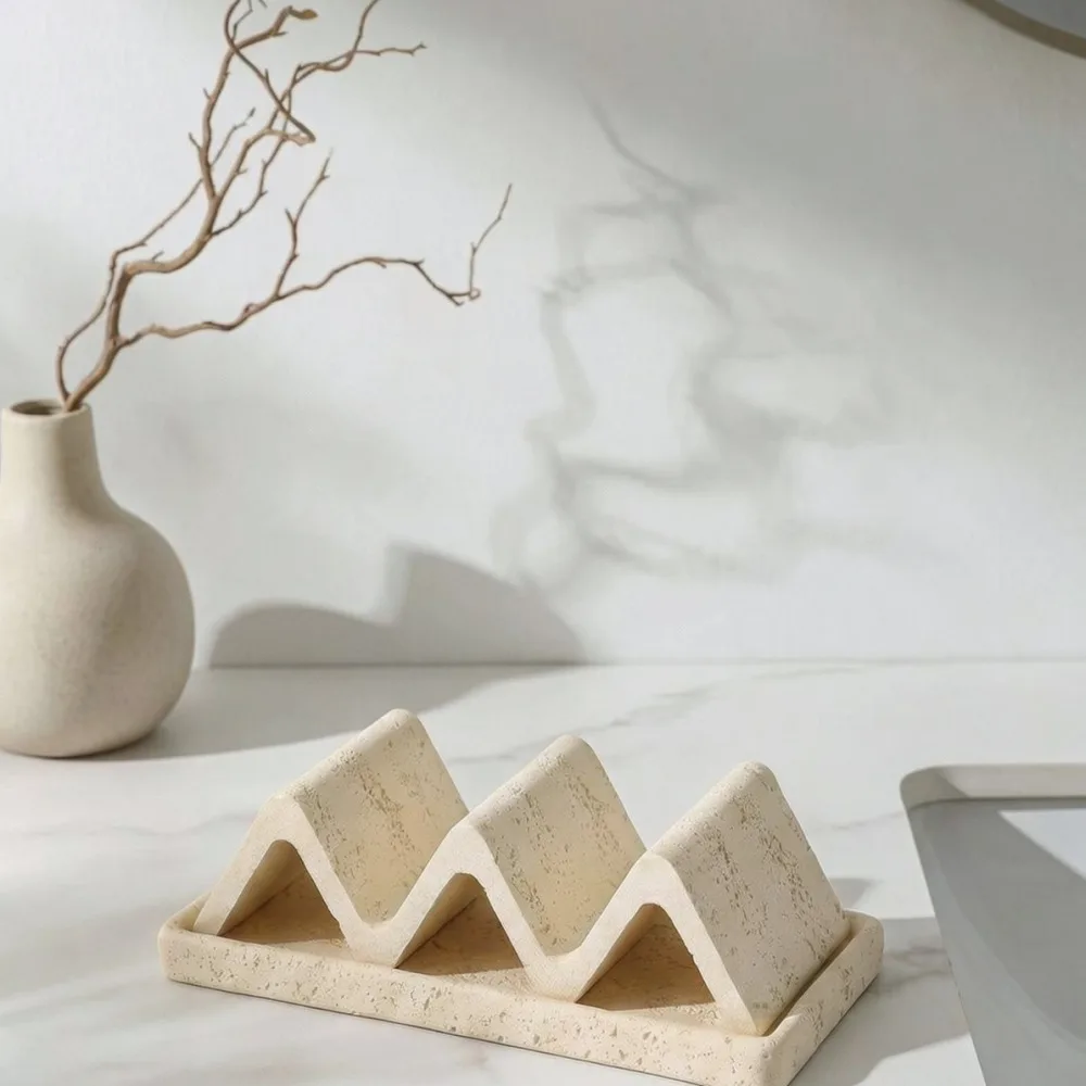 Natural Travertine Soap Dish Holder Minimalist Stone Tray For Bathroom Accessory Elegant Soap Organizer Case Decor