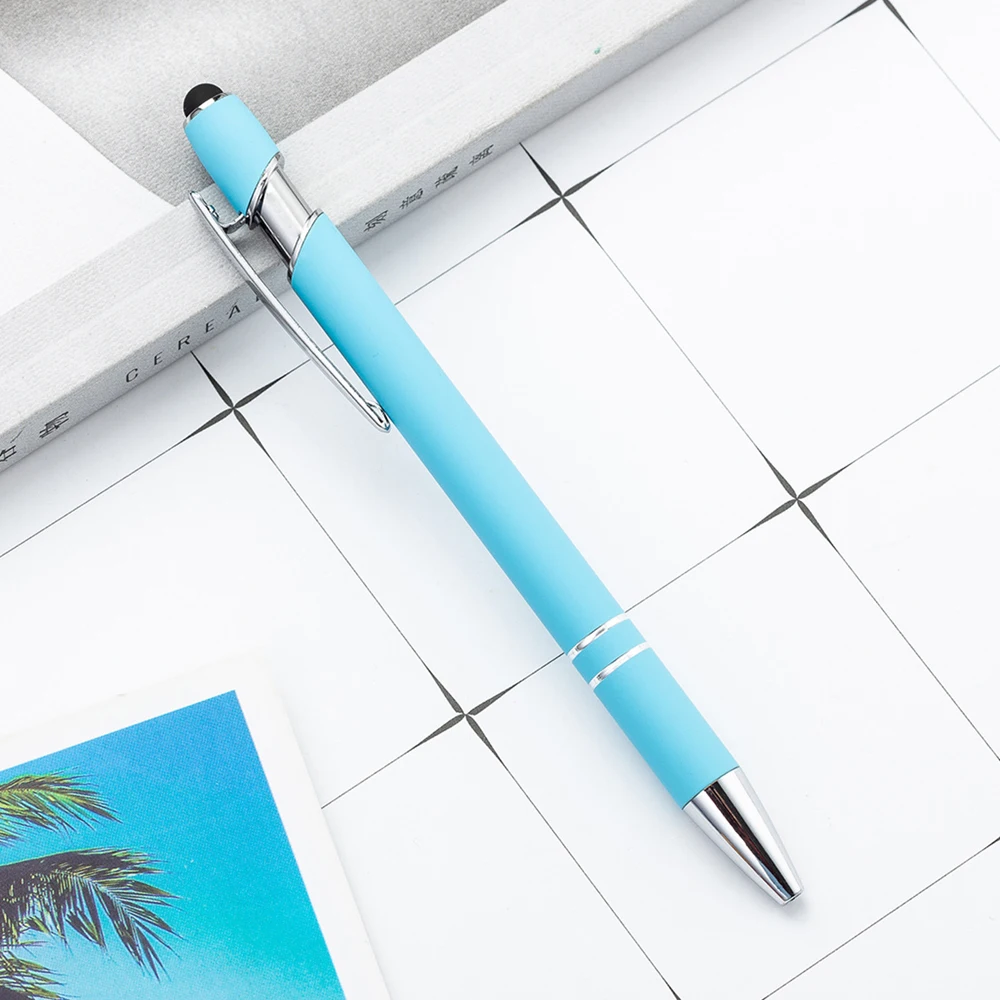 100 stks/partij Metalen Business Balpen 2 In 1 Met Universele Touch Screen Stylus Pen School Kantoorbenodigdheden Gratis Aangepaste Logo