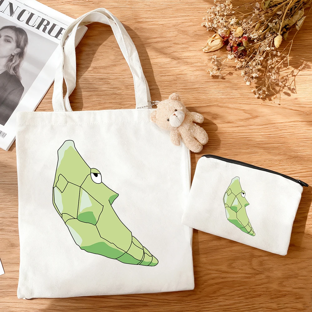 Kawaii 3 Stück/Set Pokemon Metapod Caterpie Butterfree Canvas-Tasche mit großem Fassungsvermögen, Persönlichkeitsdruck, Umhängetasche, Geschenk für Studenten