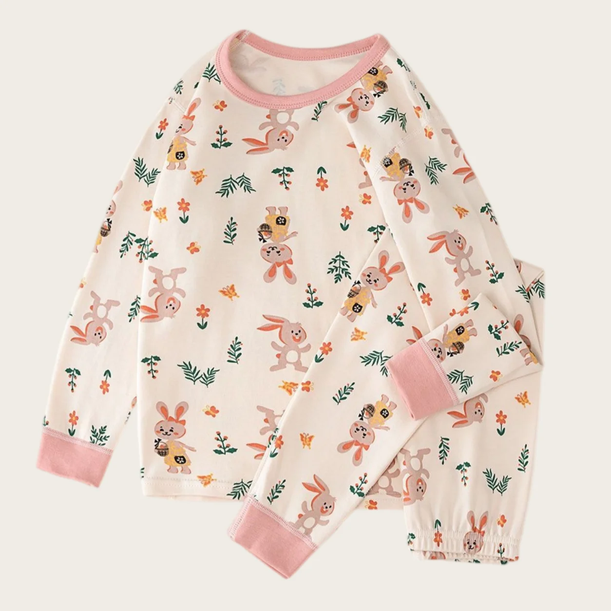 Children's 100% Cotton Layer Set Kids Top and Bottom Thermal Long-sleeved Underwear Set Winter Boys Girls T Shirt and Pants Warm
