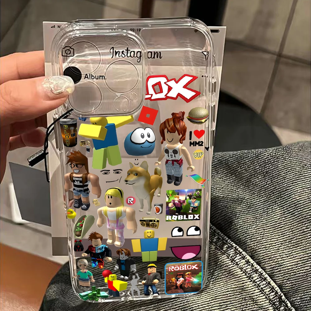 Popular game r-robloxes Phone Case For iPhone 17 16 16e 15 14 13 12 11 Mini Pro Max XR XSMax 7 8 Air Plus Transparent Back Cover - náhled 6