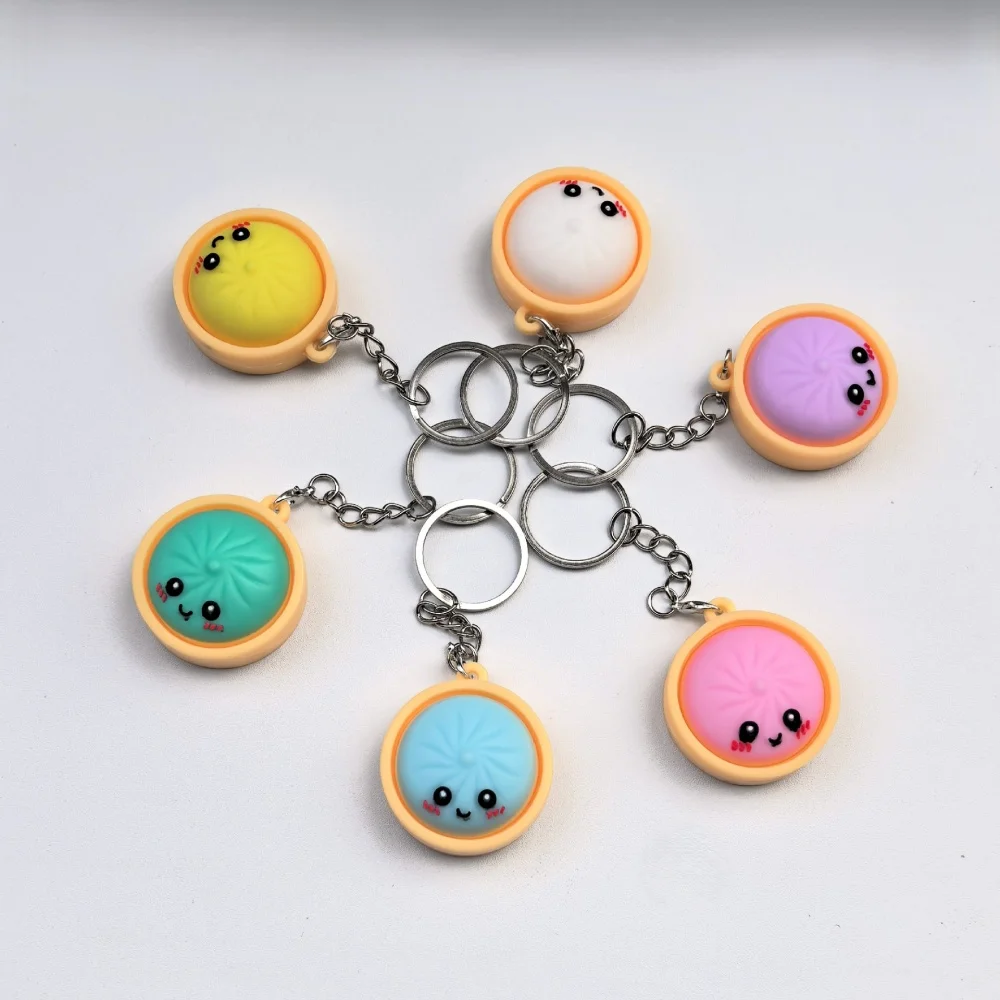 6Pcs Simulation Silicone Dumpling Keychains, Cute Gift
