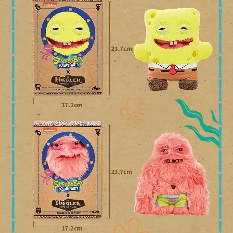 Original Fuggler SpongeBob & Patrick 22cm Official Collab Plush - Toothy Ugly-Cute Tooth Monster Stuffed Doll