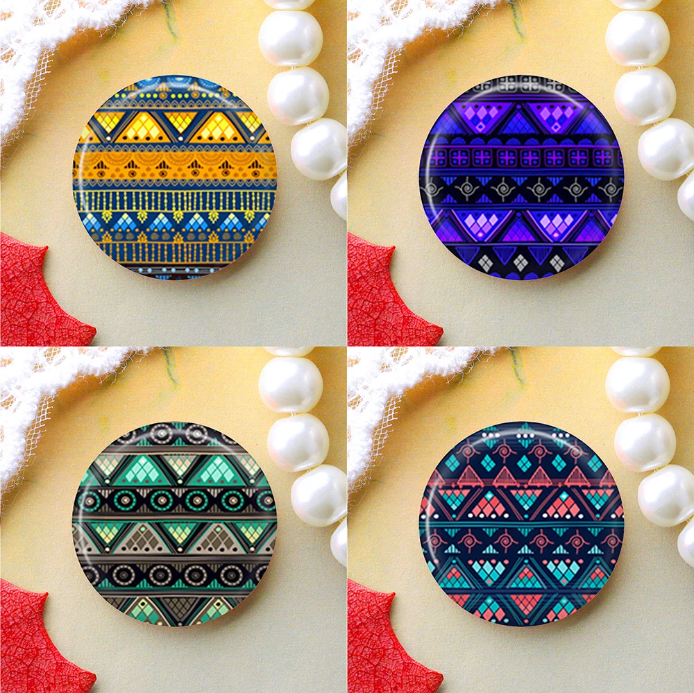 10mm 12mm 25mm 14mm 16mm 18mm 20mm  Photo Glass Cabochons Round Cameo Set Handmade Settings Stone Snap Boho Stripes RTF625