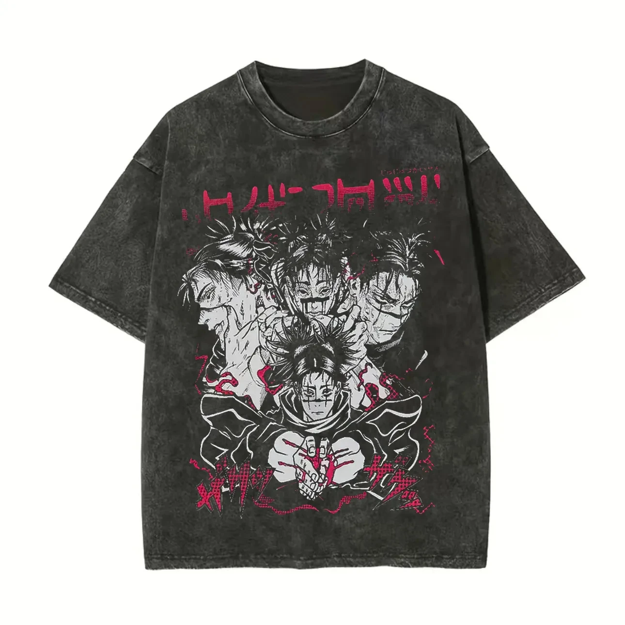 Acid Wash Vintage Graphic T Shirt - T-Shirt Choso Jujutsu Kaisen per Uomo,