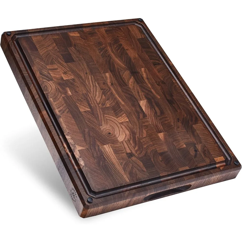 

Large Walnut End Grain Cutting Board from Sonder Los Angeles, Handcrafted in USA with Non-Slip Base, Juice Groove, and Sorting C