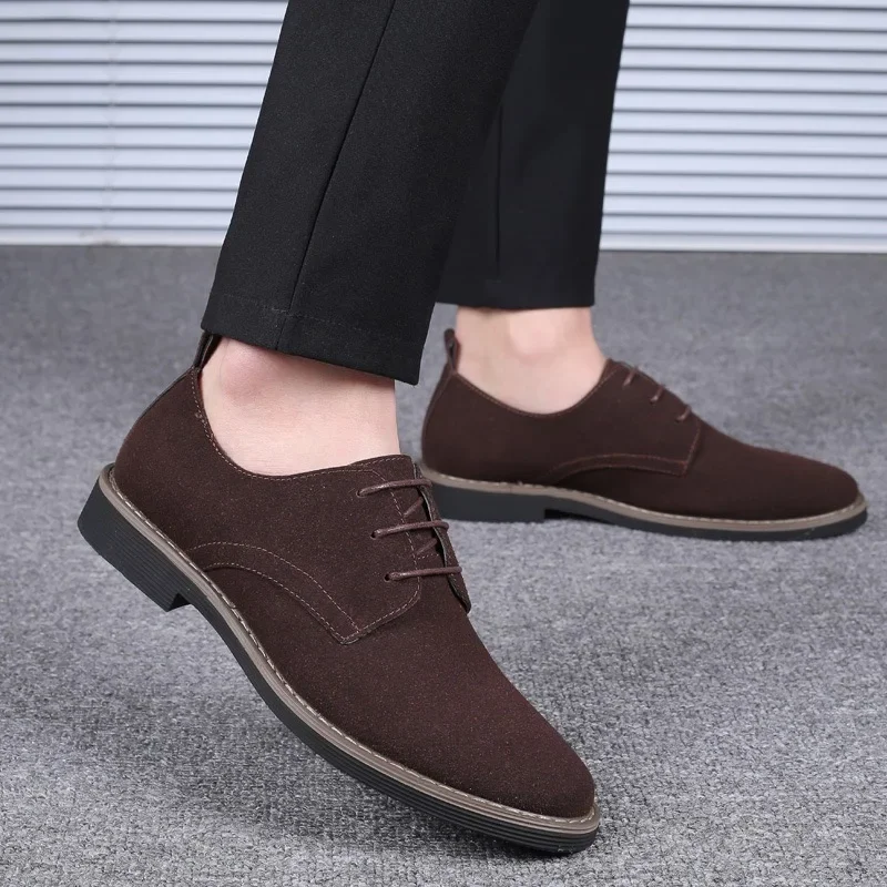 Men\'s Dress Shoes High-quality Suede Leather Casual Shoes Lace Up Oxford Shoes for Men Flats Loafers Large Size Chaussure Homme