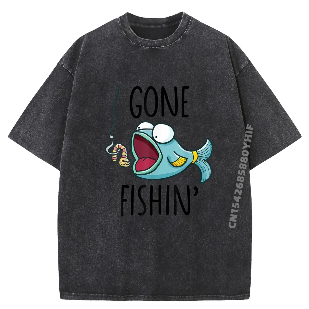 

Gone Fishing для маленьких мальчиков и девочек, забавная рыбалка, роскошная дизайнерская потертая футболка Homme, футболки с национальным флагом на день