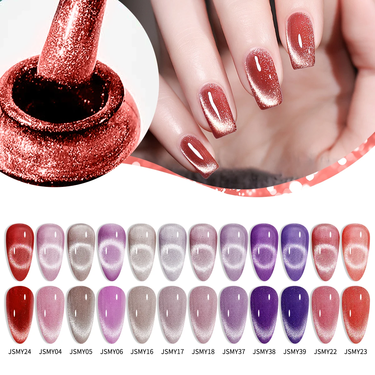 12 color LED cat's eye gel - vibrant rainbow, including magnetic stick for convenient application - very suitable for nail enhan