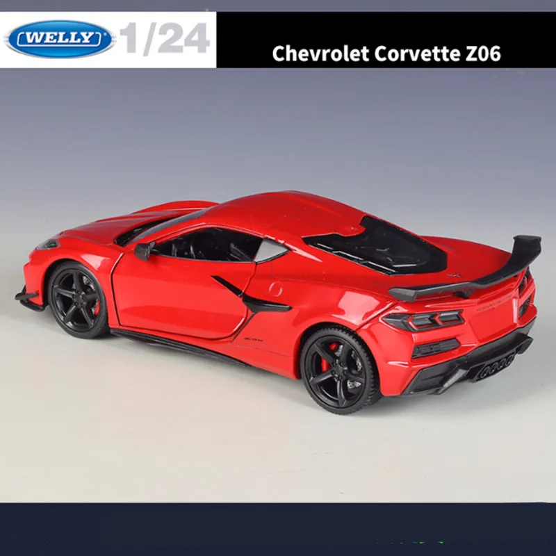 WELLY 1:24 2023 Chevrolet Corvette Z06 Alloy Sports Car Model Diecast Racing Car Model Simulation Collection Childrens Toys Gift