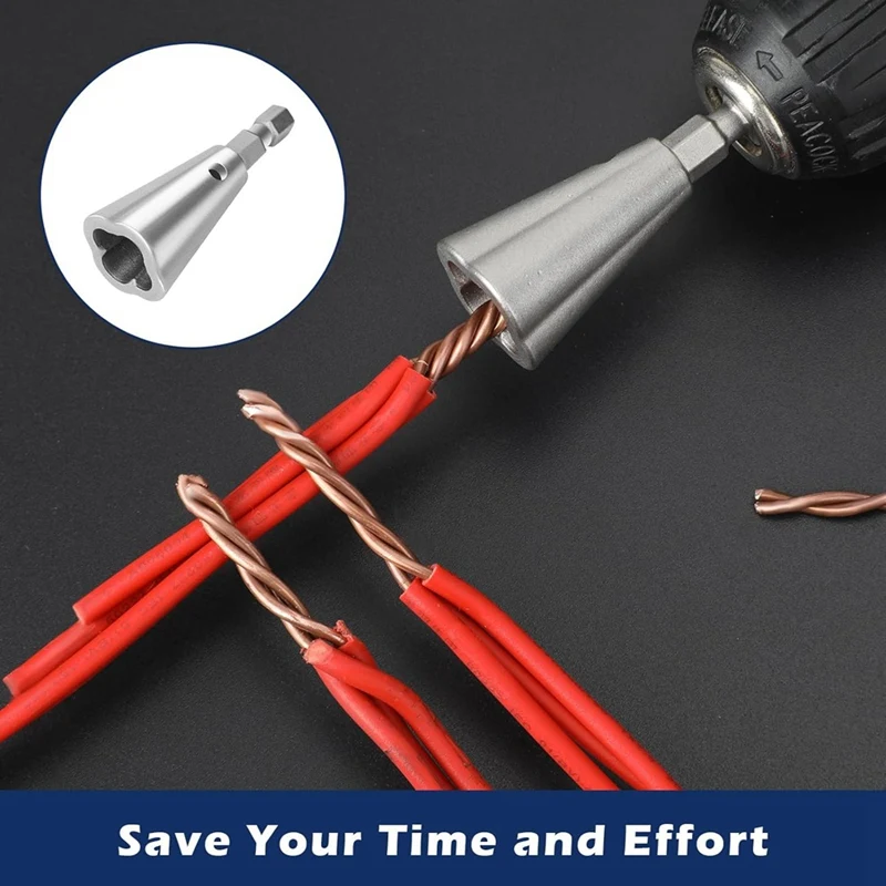 Wire Twister Tool For Drill, 3Pcs Stainless Steel Hex Shank Cable Wire Twisting For Electrical Power Drill Drivers Tools