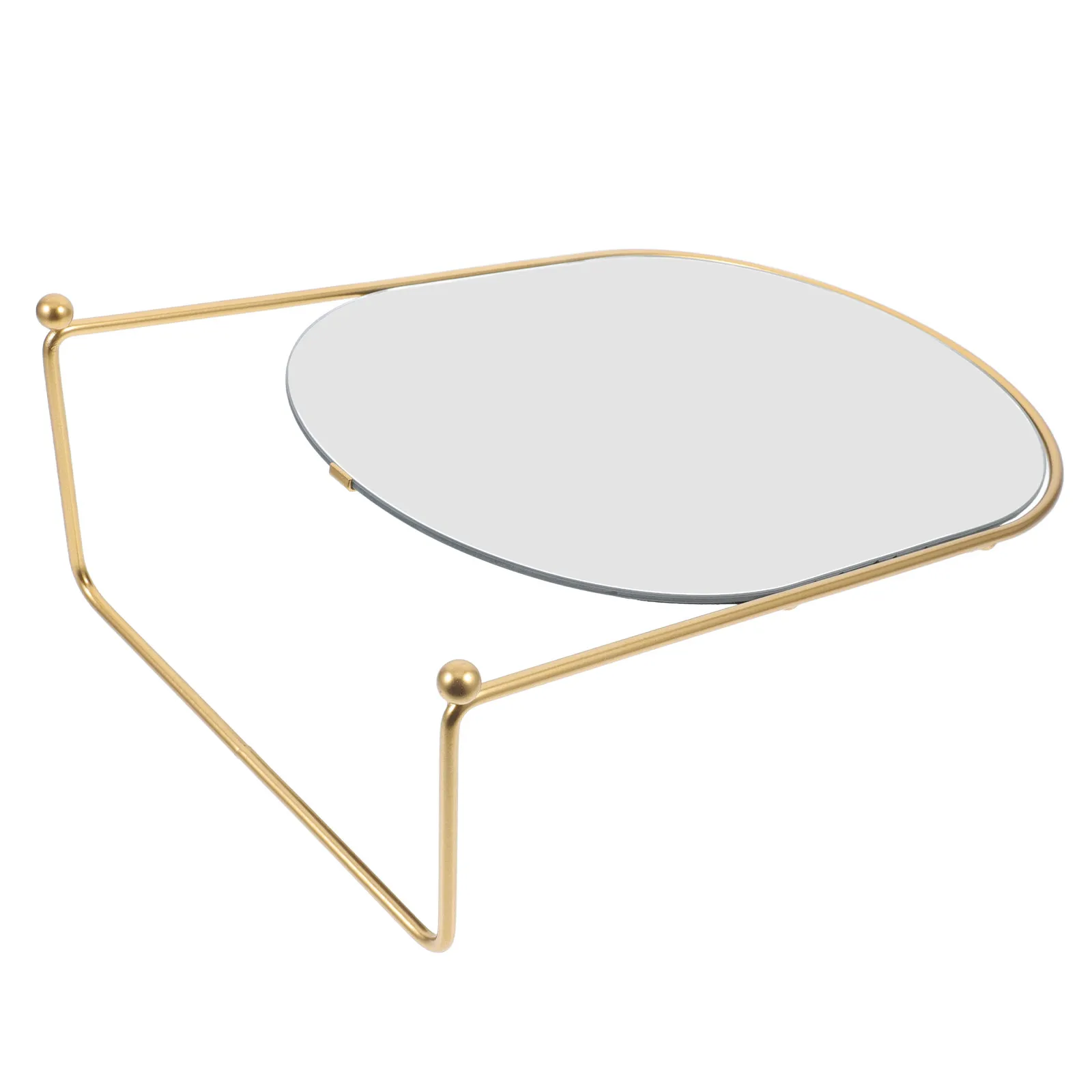 

Oval Mirror Makeup Stand High Definition Metal Desktop Mirror for Bedroom Table Dressing Room Living Area
