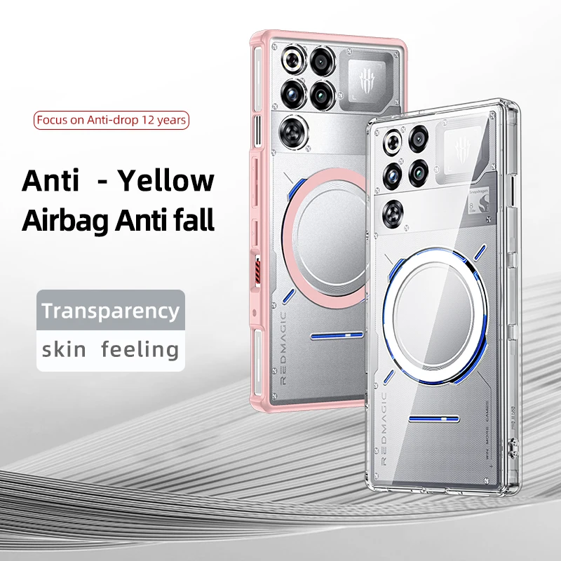 Image of Durchscheinende, stoßfeste Rüstungshülle für ZTE Nubia RedMagic 11 Pro Plus, mattierter TPU-Rahmen, magnetische Hartplastik-Telefonrückseite