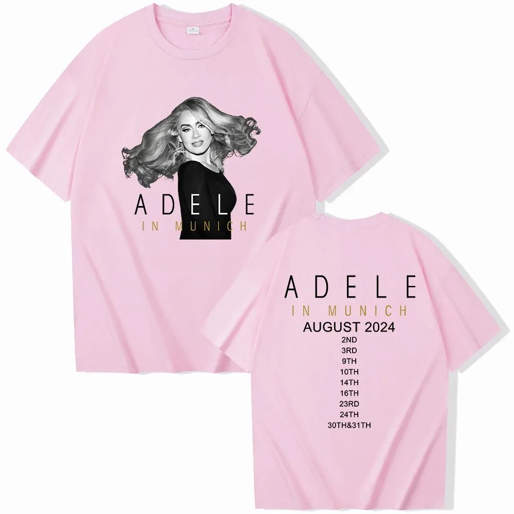 Popular Short Sleeve Adele Munich Tour August 2024 Printed T-shirt O Neck Loose Comfortable Short Sleeve Men T-shirt Fan Gift