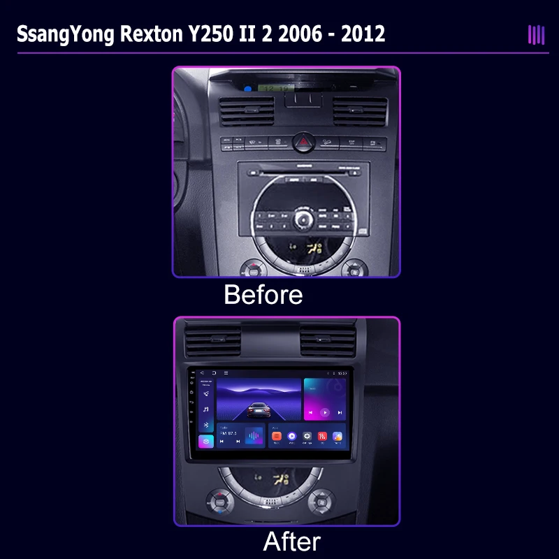 roadivox Android car radio for SsangYong Rexton Y250 II 2 2006 2012 GPS Navigation video Multimedia Player tape recorder