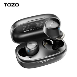 TOZO A1 Bluetooth Kulaklık, Kablosuz Kulaklıklar Sürükleyici Ses Uzun Mesafe Bağlantılı Kulaklıklar Ultra Hafif, Siyah