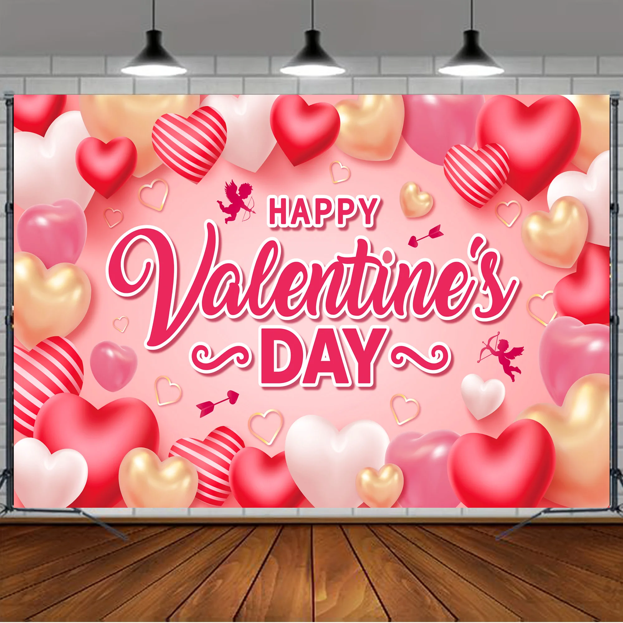 

Happy Valentines Day Backdrop, 71''x43'' Valentine's Day Banner Backdrop, Valentine's Day Party Background & Valentines Backdrop