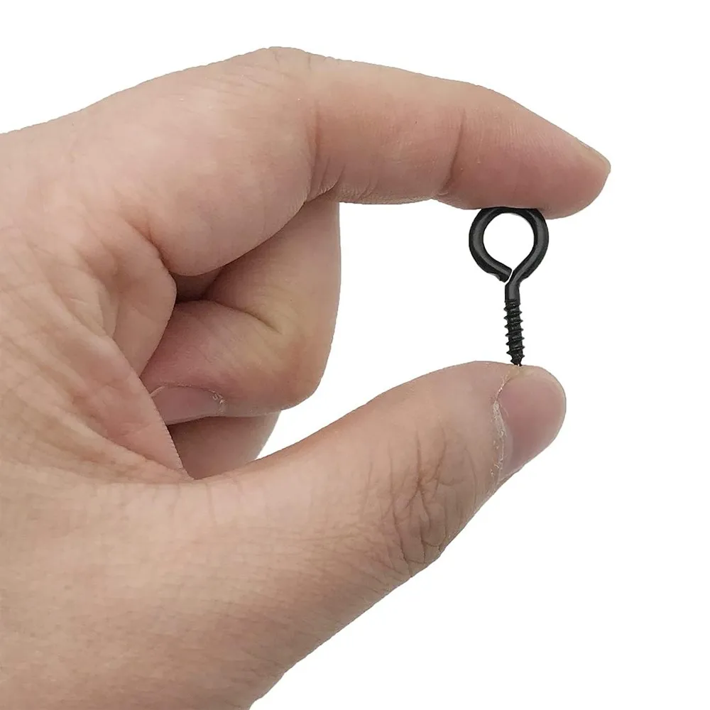 200Pcs Black Metal Mini Screw Sheep Eye Pins Hooks DIY Jewelry Making Self-tapping Hook Screws Indoor Outdoor Hanging Artwork image 3