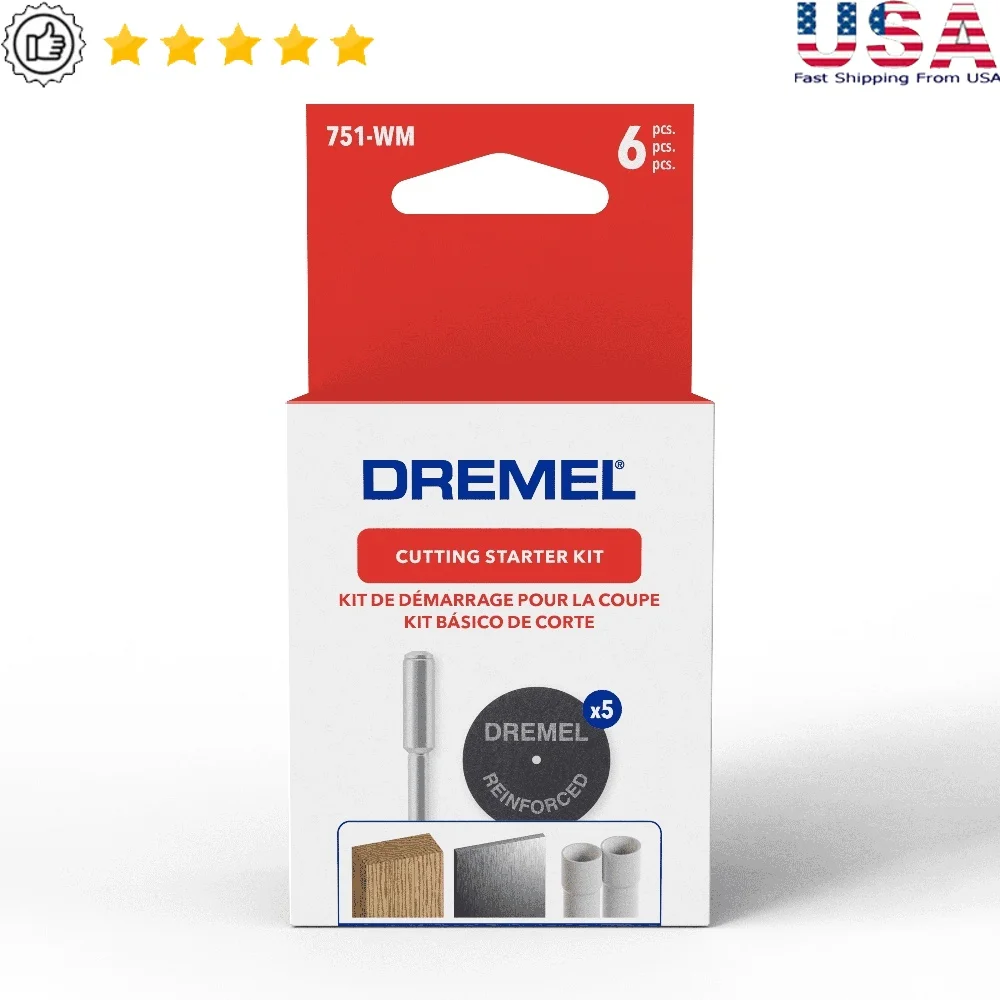 절단 회전 공구 액세서리 스타터 키트 6개 고정밀 유리섬유 강화 절단 휠 금속 목재 플라스틱에 이상적