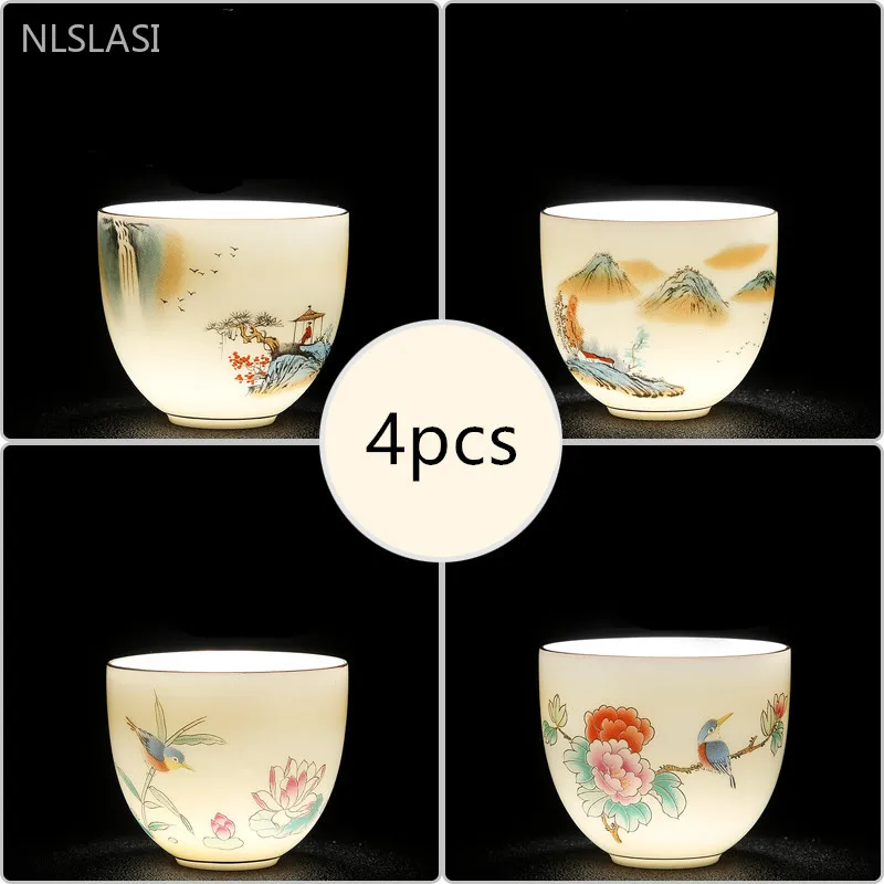 

4 шт., керамические чайные наборы из белого фарфора