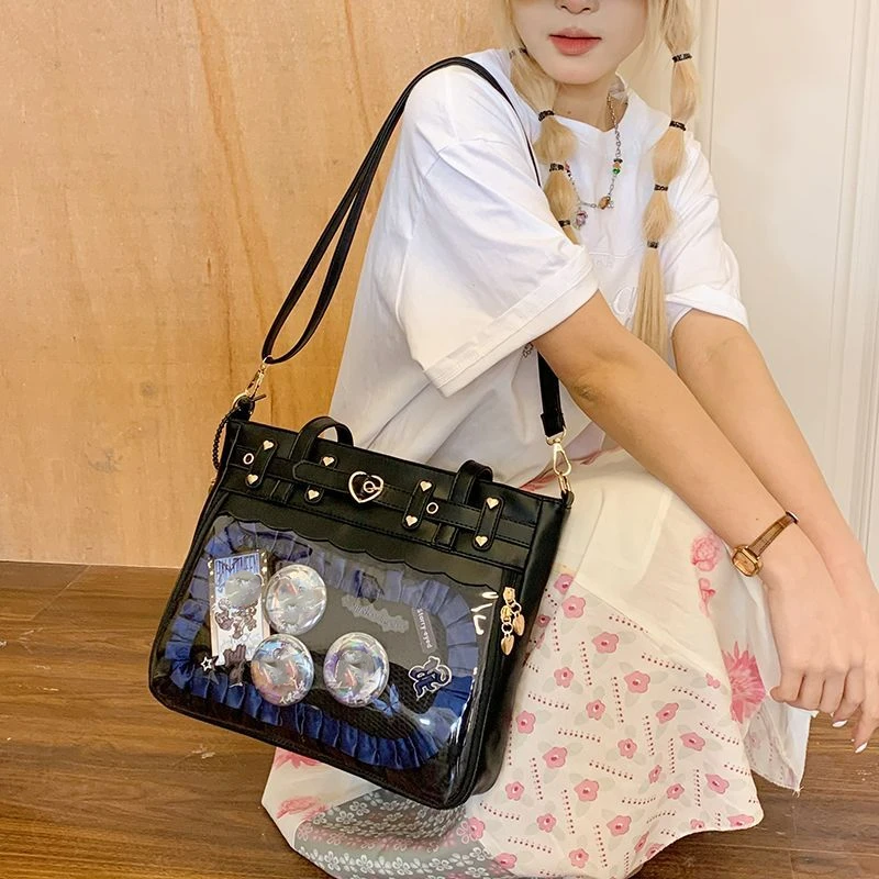 

New Original Y2K Ita Bag Subculture Punk Goth Pu Large Capacity Crossbody Bag J Girls JK Uniform Shoulder Bag Ulzzang Itabag