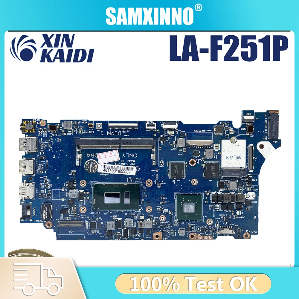 

Материнская плата для ноутбука DELL Inspiron 14 7472 15 7572, LA-F251P с процессором Core i5-8250U i7-8550U, материнская плата MX150 GPU DDR4, протестирована