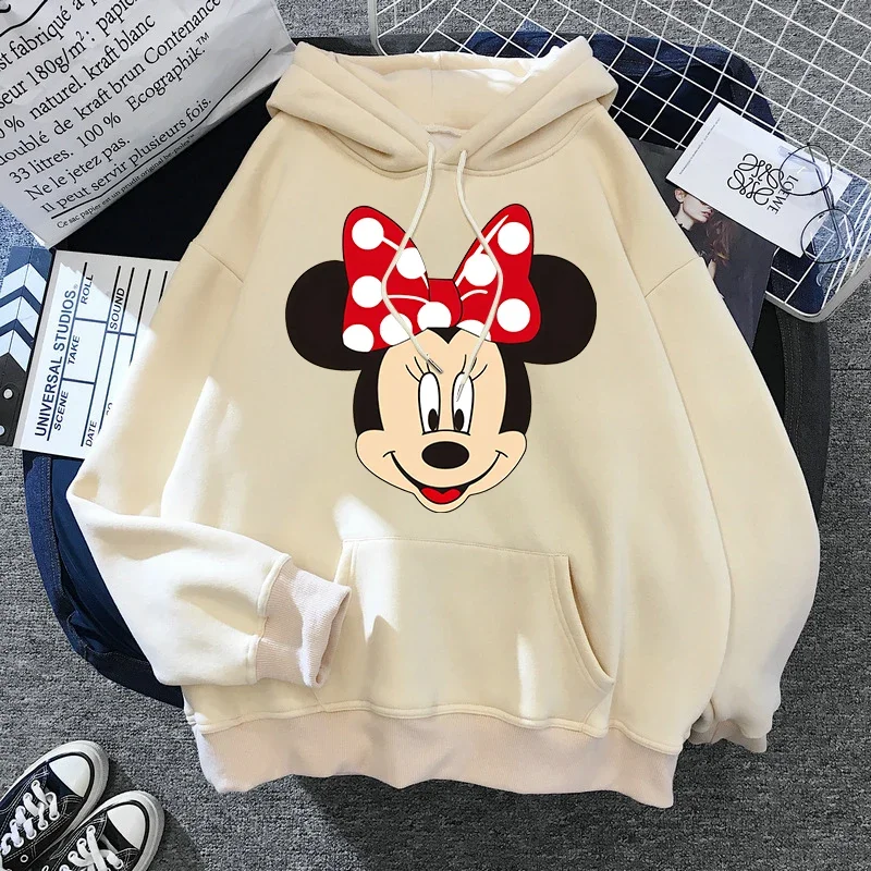 Sweet Y2k Hoodies Minnie Disney Hoodie Autumn and Winter Mickey Mouse Women Sweatshirt Boys Girls Harajuku Streetwear Clothes