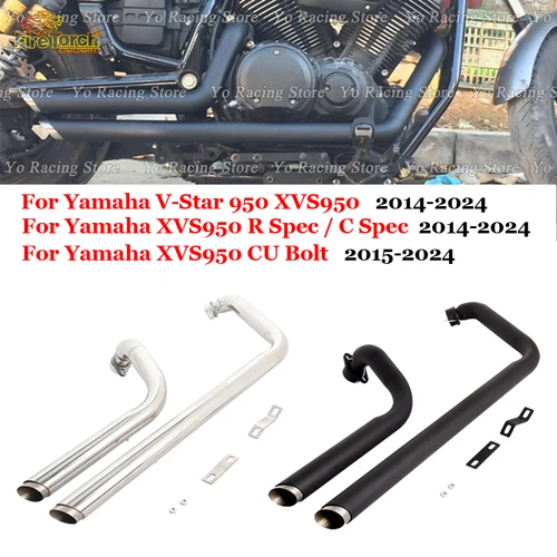 Imagen 1 del producto Para Yamaha v-star 950 XVS950 R Spec / C Spec 2014-2024 tubo de enlace frontal completo de escape de motocicleta para XVS950 CU Bolt 2015-2024