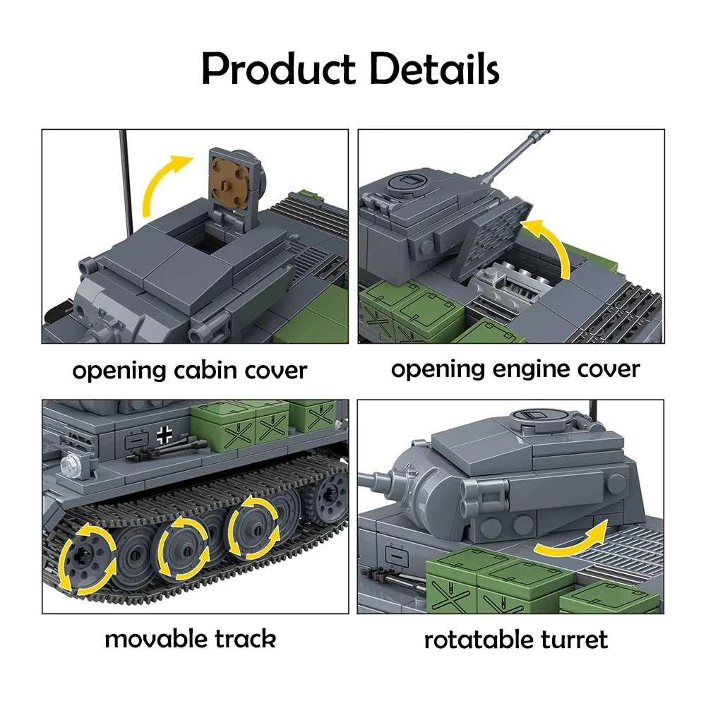 Panzer II Luchs Light Tanks Bricks Set WW2 Military Weapons Tank Building Blocks Creative MOC Models Kids Toys For Children Gift