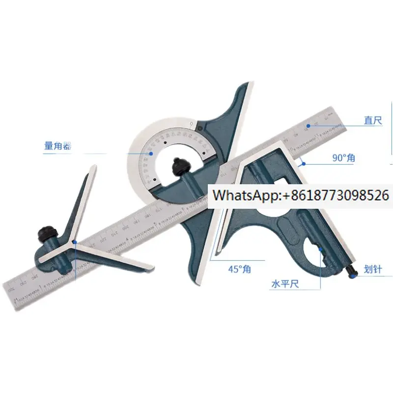 

Stainless steel angle ruler, 90 degree movable right angle ruler, multifunctional woodworking triangle ruler, and turning ruler